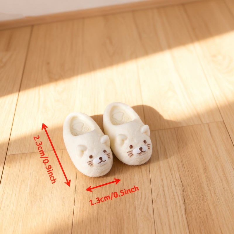 Beige Miniature Cat Slippers For Dollhouse DIY Display And Collectible Crafts - Image 1