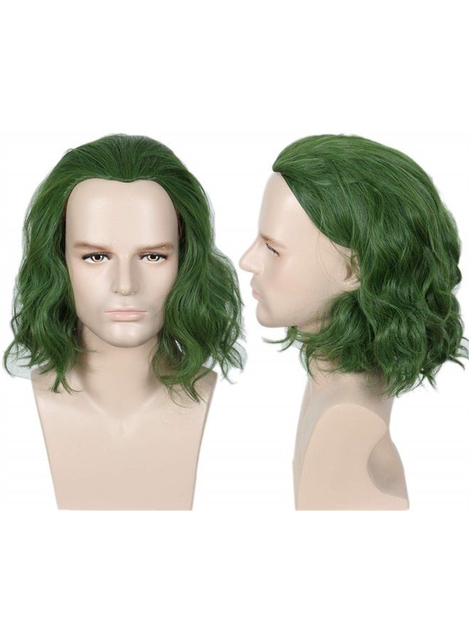 Linfairy Short Green Clown Wig Halloween Cosplay Costume Curly Wig - Image 1