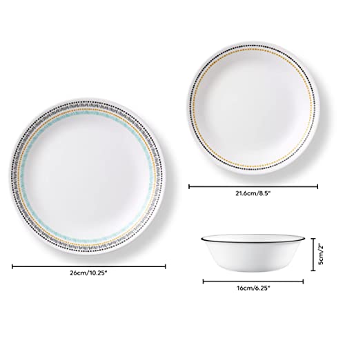 Corelle Vitrelle Glass Dinnerware Set, Chip & Crack Resistant Triple Layer Glass, 4-PC Dinner Plates, Paloma - Image 2