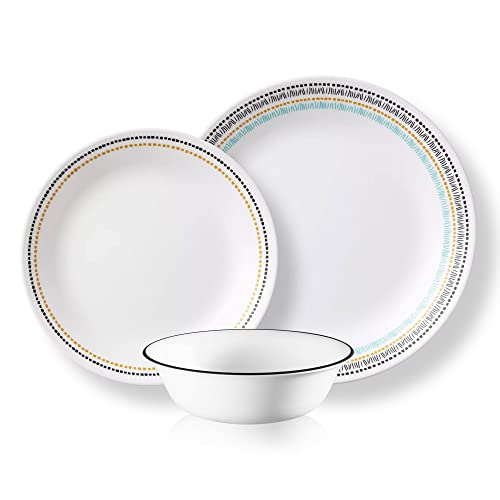 Corelle Vitrelle Glass Dinnerware Set, Chip & Crack Resistant Triple Layer Glass, 4-PC Dinner Plates, Paloma - Image 1