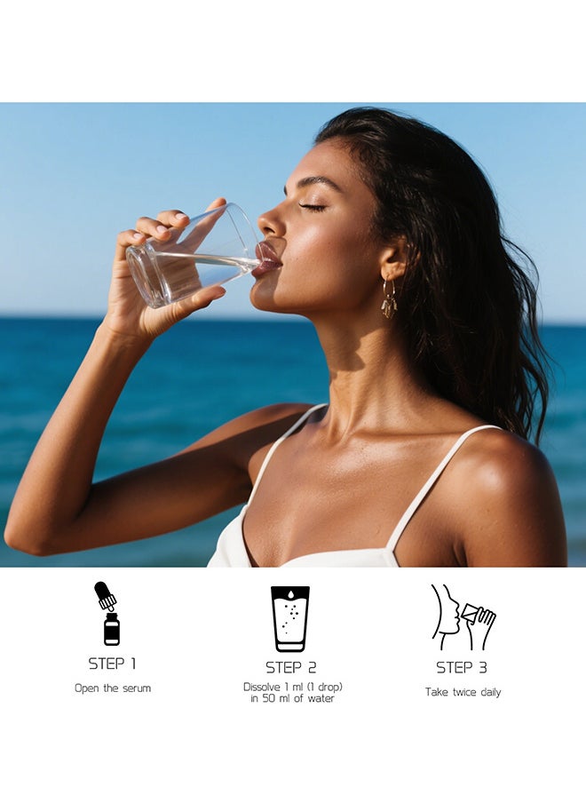 SNM Drinkable Sunless Tanning Drops, Self Tanner for Face & Body, Gradual Tan with Natural-Looking Glow, Easy-to-Use Daily Tanning Drops to Drink for a Bronzed Look, Hydrating Formula  - Image 3