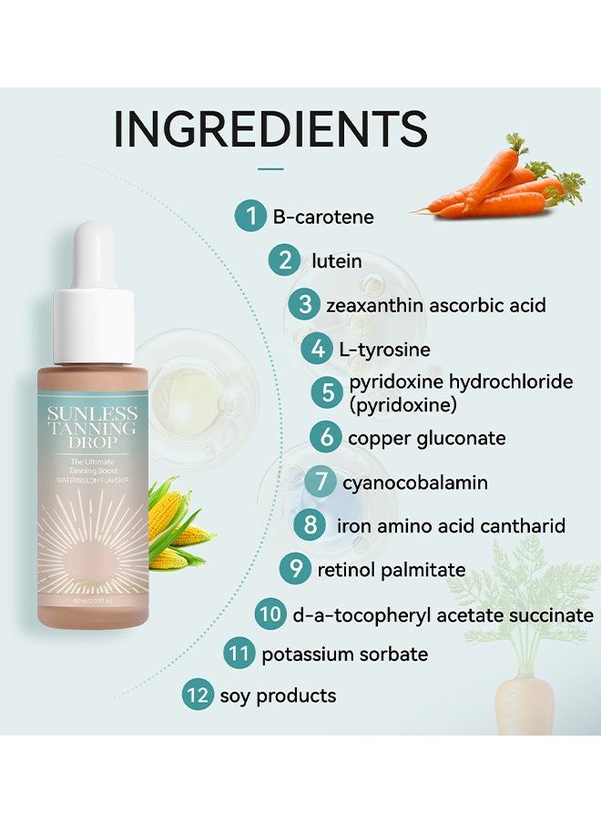 SNM Drinkable Sunless Tanning Drops, Self Tanner for Face & Body, Gradual Tan with Natural-Looking Glow, Easy-to-Use Daily Tanning Drops to Drink for a Bronzed Look, Hydrating Formula  - Image 2