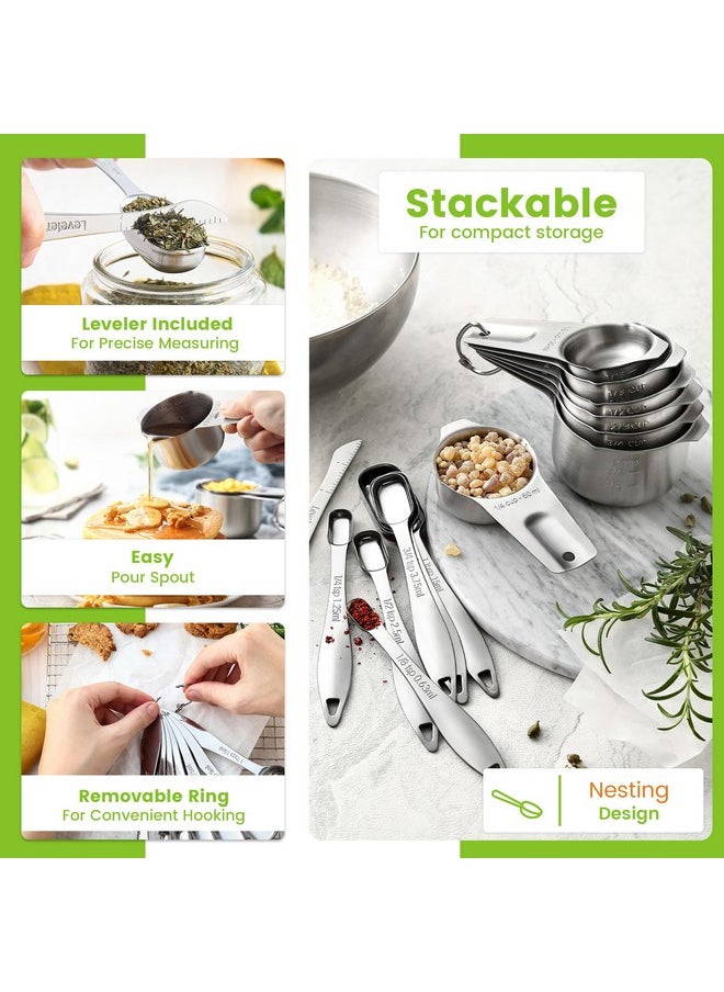 Spring Chef Spring Chef Stainless Steel Measuring Cups and Spoons Set of 14 with Leveler, Nesting Kitchen Metal Measuring Cups and Spoons Set for Dry and Liquid Ingredients, Perfect for Cooking & Baking  - Image 5
