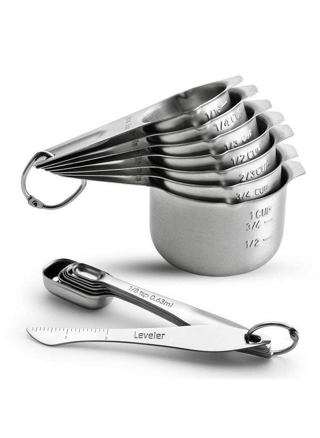 Spring Chef Spring Chef Stainless Steel Measuring Cups and Spoons Set of 14 with Leveler, Nesting Kitchen Metal Measuring Cups and Spoons Set for Dry and Liquid Ingredients, Perfect for Cooking & Baking  - Image 1