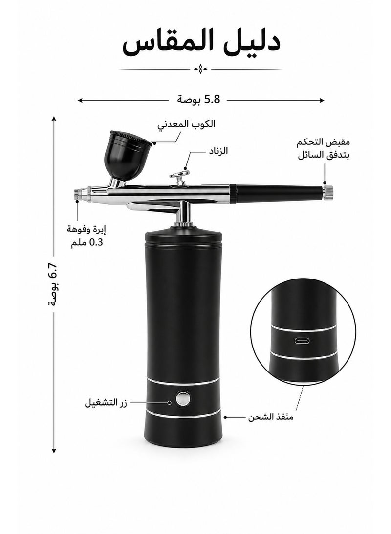 Sisily Portable Airbrush Compressor Kit, Cordless Rechargeable Air Brush Gun with 0.3 mm Fine Nozzle, 3 Paint Cups and Cleaning Tools for Nail Art Makeup Painting Cake Decorating - Image 5