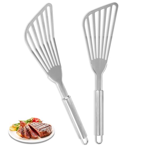 Egypamid 2Pack Fish Spatula Stainless SteelPremium Fish Turner SpatulaFlexible Barbecue TurnerMetal Slotted Spatula For Flipping Fish Egg Patties Fries Pancake Steak by EGYPAMID - Image 1