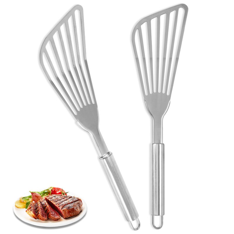 Egypamid 2Pack Fish Spatula Stainless SteelPremium Fish Turner SpatulaFlexible Barbecue TurnerMetal Slotted Spatula For Flipping Fish Egg Patties Fries Pancake Steak by EGYPAMID - Image 2