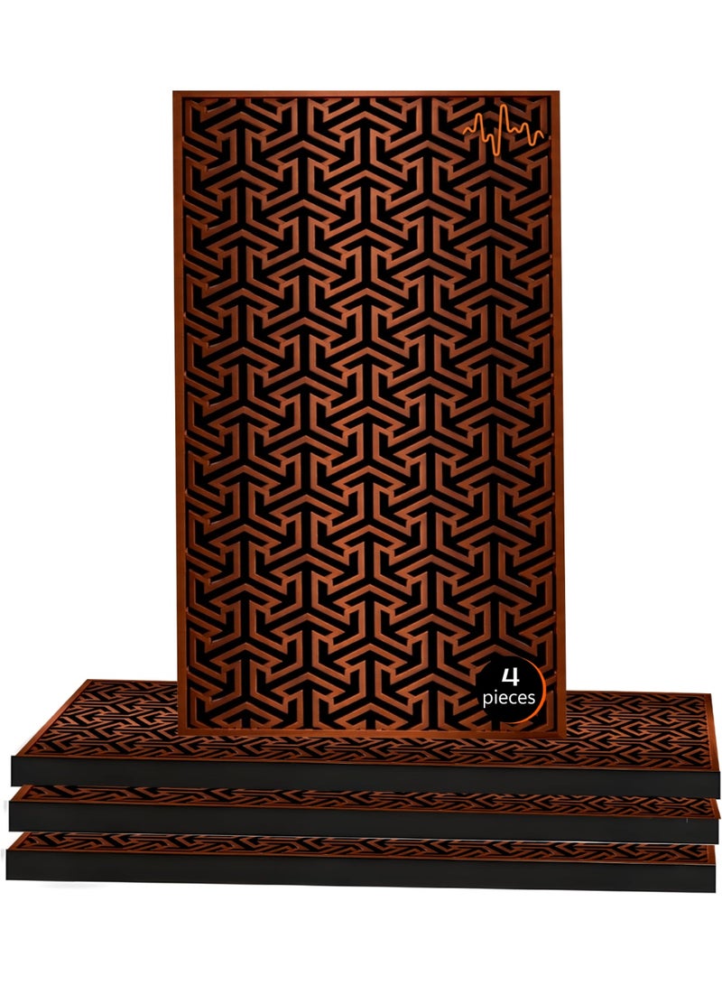 Acoustic Motion Acoustic diffuser panels 25x50x5.5 cm DRIVEWAVE design with Self-Adhesive,Sound Proof,Diffusion Panels for Home,Studio,Office,Wall art Foam+wood Boards For Acoustic Room Treatment,Brown,4 pieces - Image 1