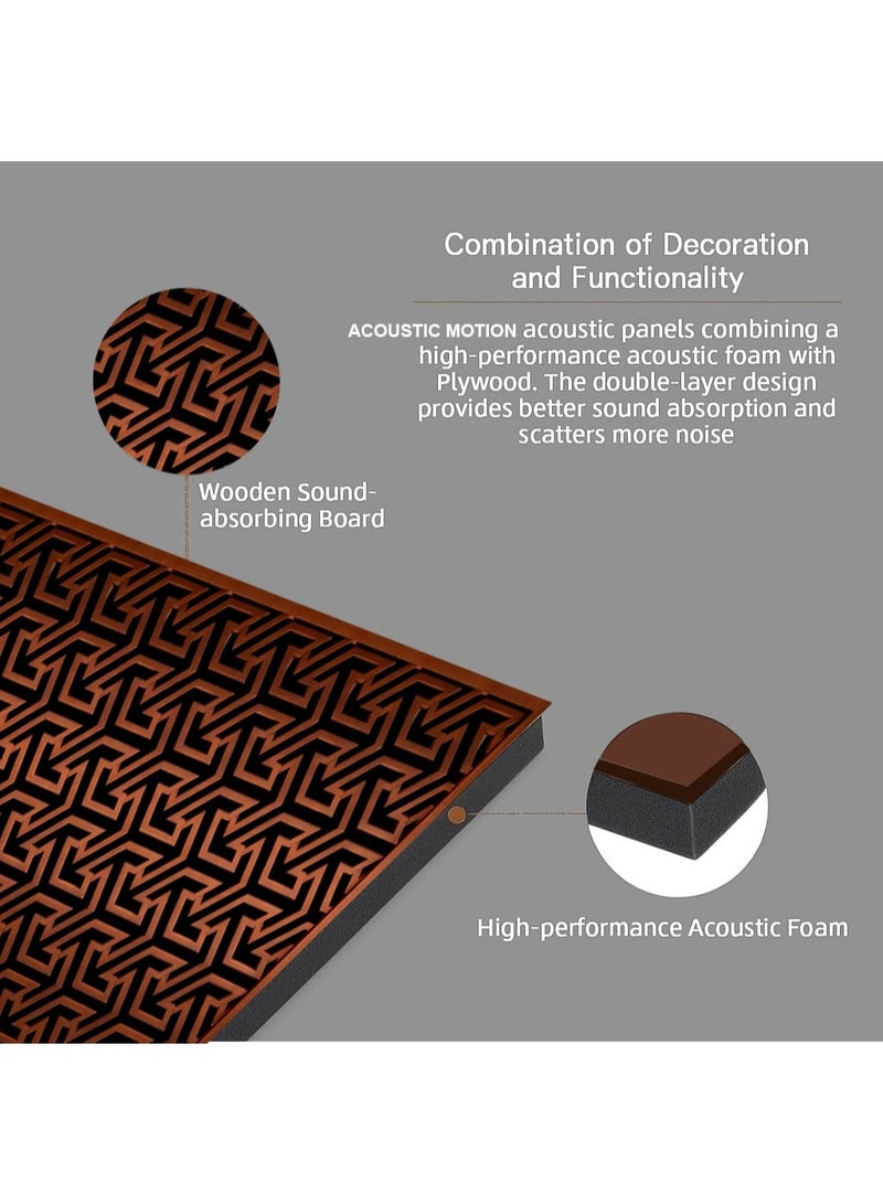 Acoustic Motion Acoustic diffuser panels 25x50x5.5 cm DRIVEWAVE design with Self-Adhesive,Sound Proof,Diffusion Panels for Home,Studio,Office,Wall art Foam+wood Boards For Acoustic Room Treatment,Brown,4 pieces - Image 4