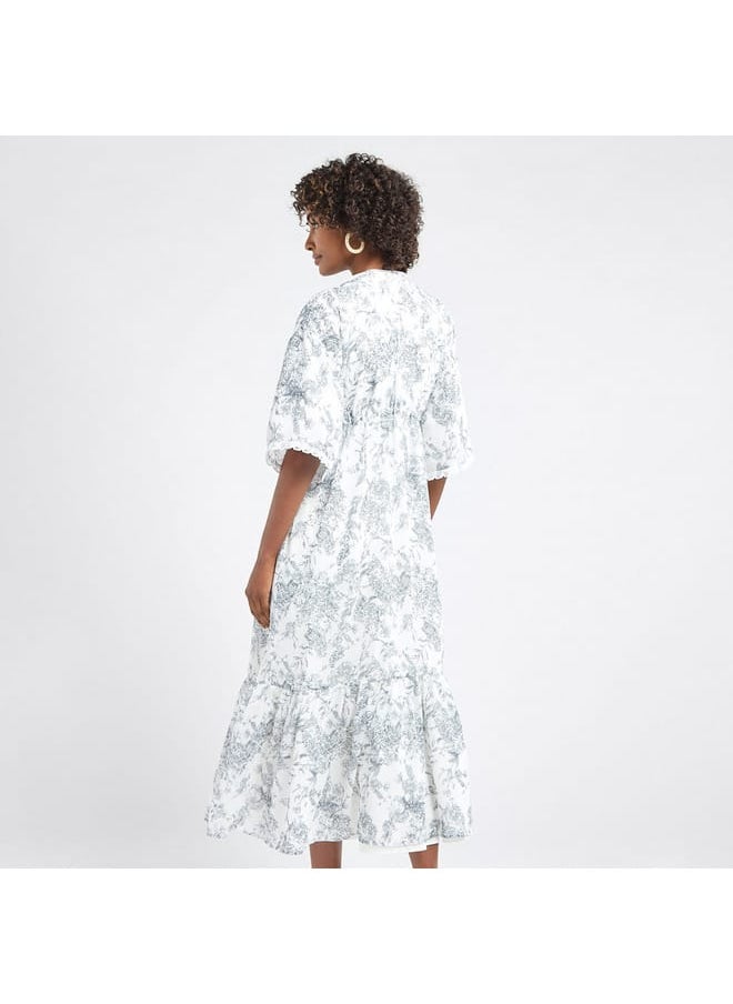 Solid Tiered Collared Dress with Floral Print Longline Shrug - pzsku/Z35A734F208C1BA2BDE81Z/45/_/1728433581/27918240-0bd5-481a-9bee-cdf780d2f0c0