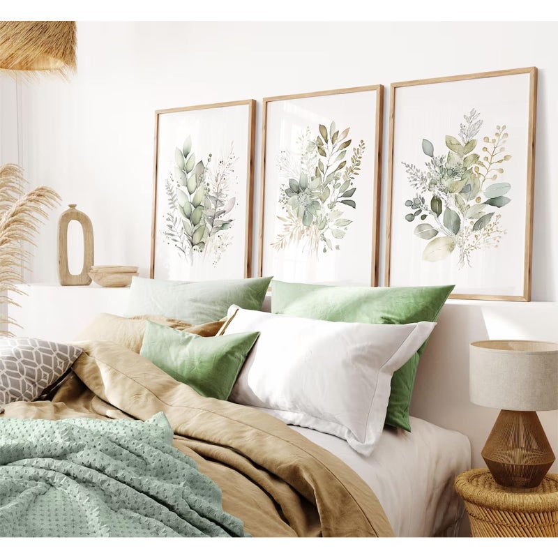Joocrise Watercolor Botanical Wall Art Set of 3 Boho Floral Canvas Wall Decor Prints Sage Green Wildflower Wall Art Modern Flower Pictures Botanical Painting for Bedroom Bathroom 12x16 Inch Unframed - Image 3