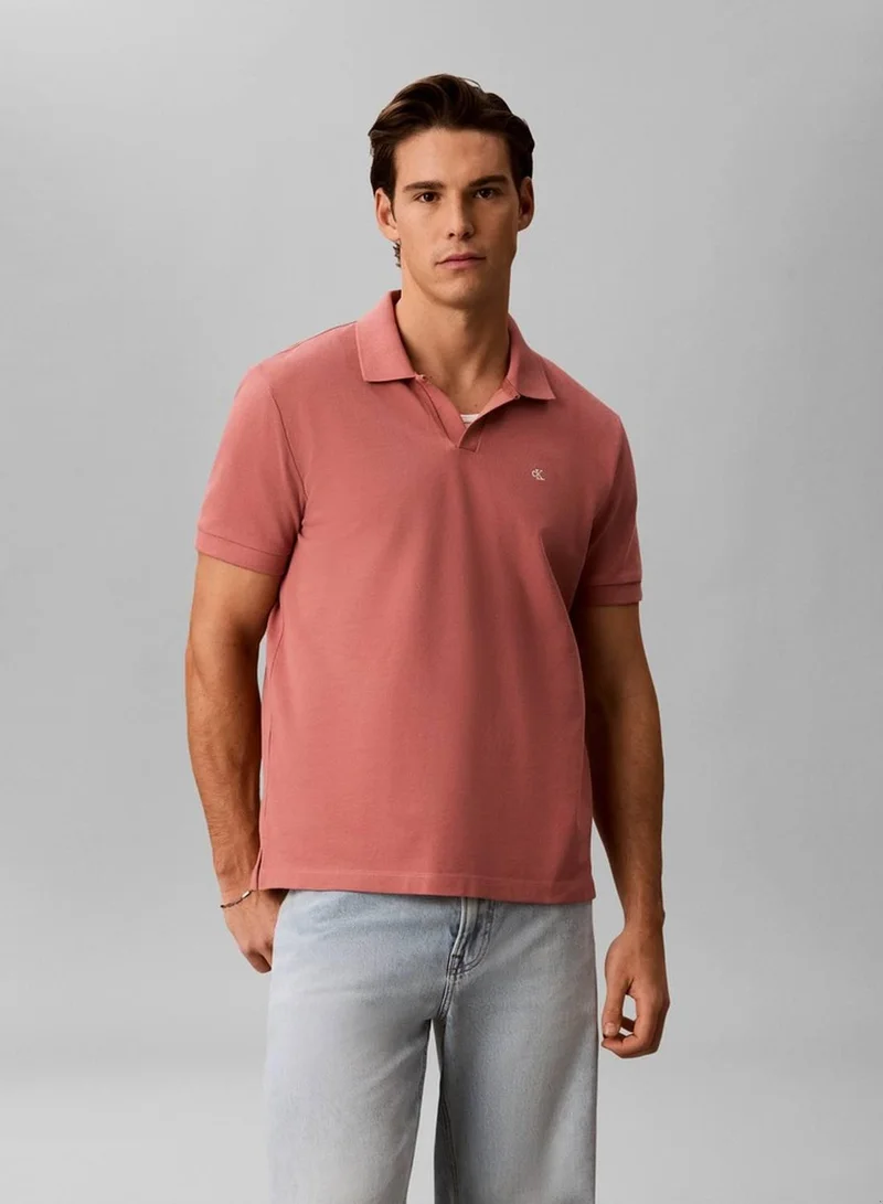 Calvin Klein Jeans Cotton Piqué Open Collar Polo Shirt