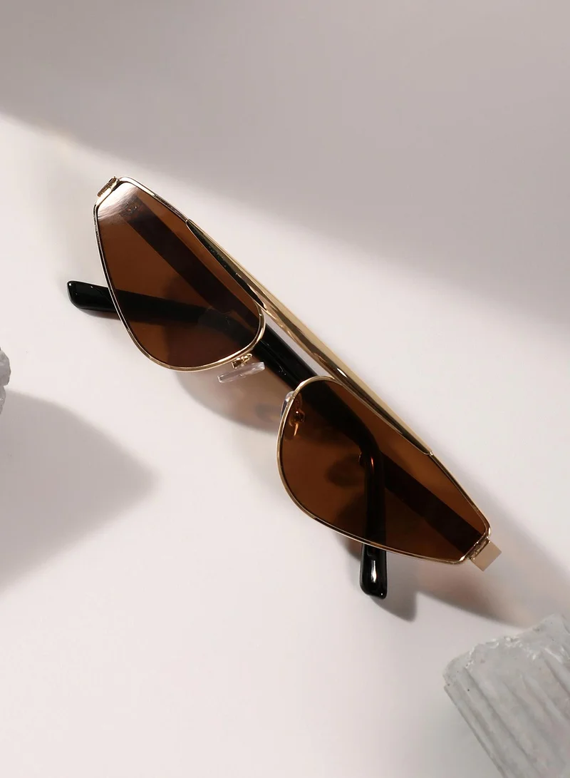 صوص هاوت نظارات شمسية هوت صوص سويش كات آي للنساء - مقاس واحد - إطار ذهبي كاليفورنيا - عدسة مستقطبة بني شوكولاتة