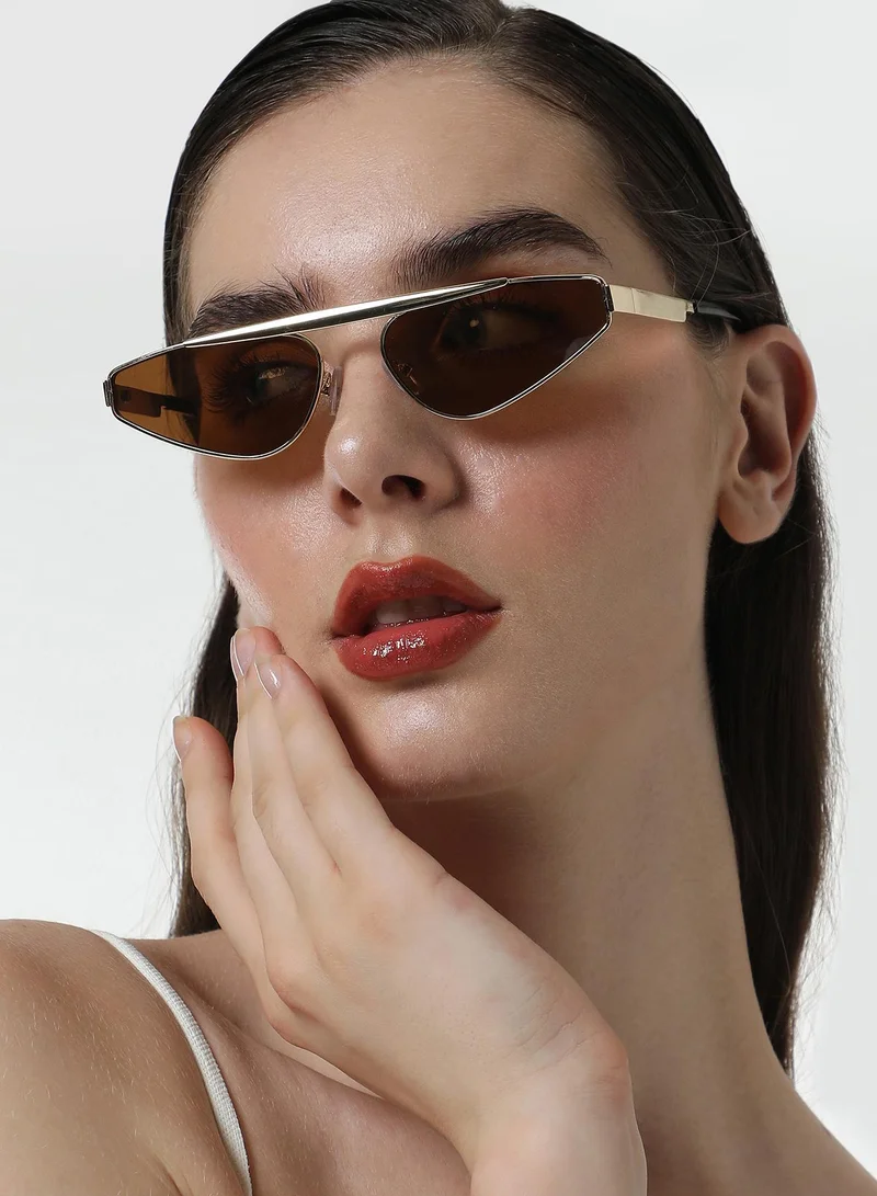 صوص هاوت نظارات شمسية هوت صوص سويش كات آي للنساء - مقاس واحد - إطار ذهبي كاليفورنيا - عدسة مستقطبة بني شوكولاتة