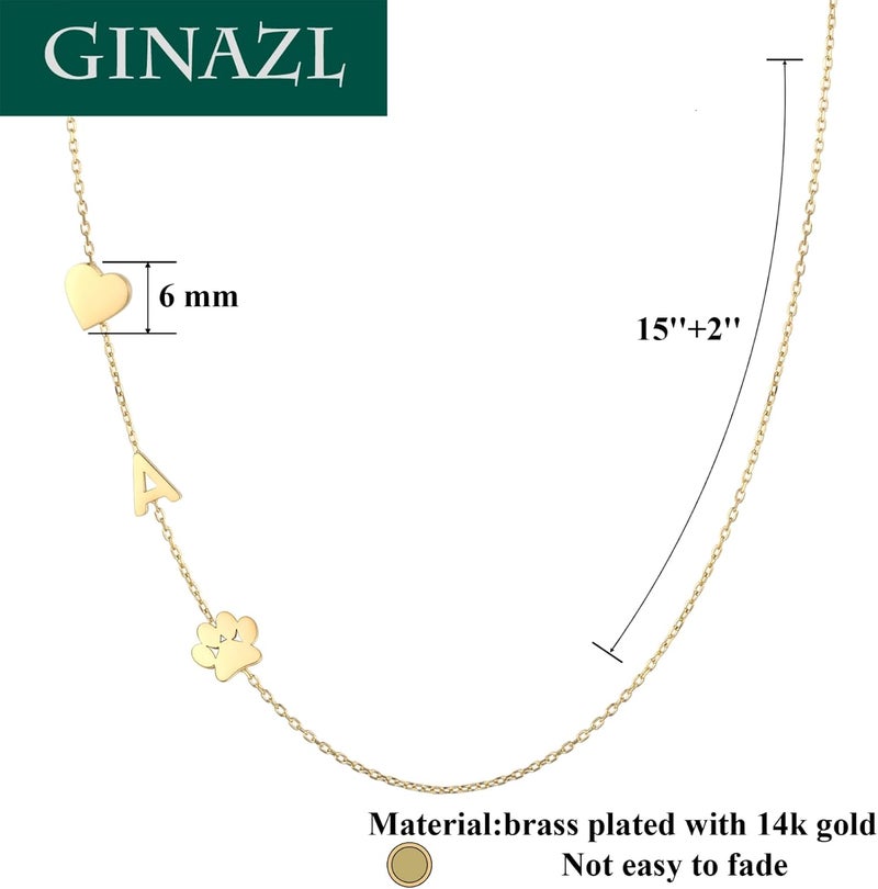 GINAZL Personalized Sideways Paw Print and Initial Necklace, Dog Cat Mom Gift Pet Memorial Gifts Mothers Day for Women - Image 3
