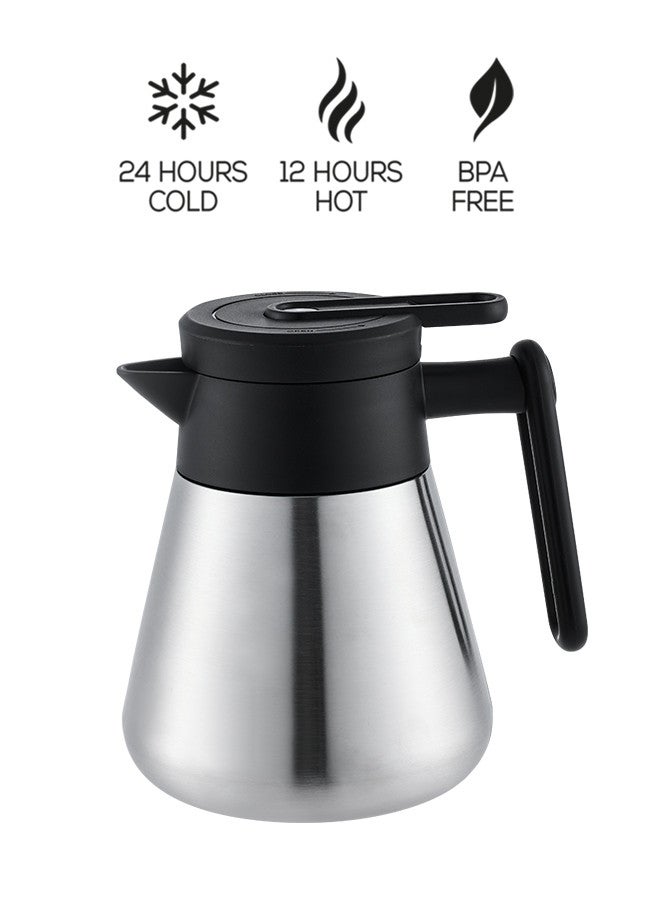 تراست ترمس شاي/قهوة من الستانلس ستيل المقاوم للصدأ سعة 0.5 لتر فضي/أسود، ستانلس ستيل 18-8 - Image 5