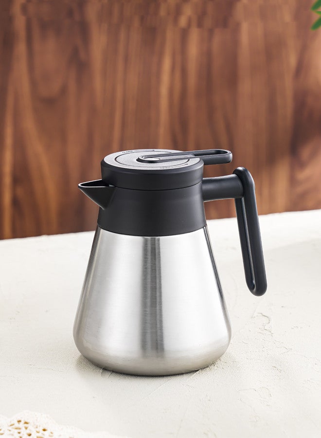 تراست ترمس شاي/قهوة من الستانلس ستيل المقاوم للصدأ سعة 0.5 لتر فضي/أسود، ستانلس ستيل 18-8 - Image 3