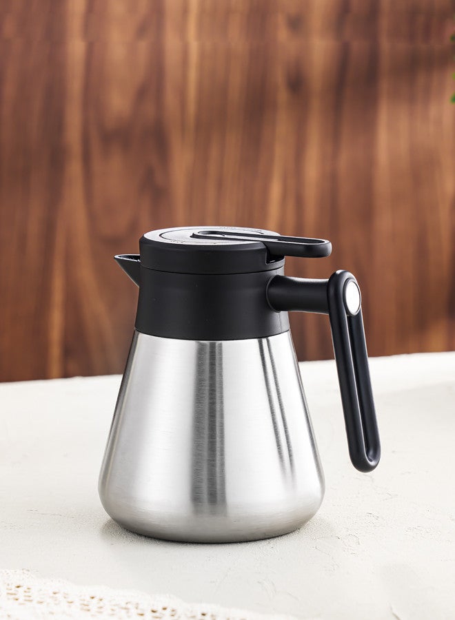 تراست ترمس شاي/قهوة من الستانلس ستيل المقاوم للصدأ سعة 0.5 لتر فضي/أسود، ستانلس ستيل 18-8 - Image 4