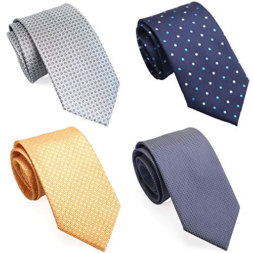 ZENXUS Extra Long Ties for Big and Tall Men, 63 inch XL Long Neckties, Gray, Blue, Golden Orange, 4-Pack - Image 1