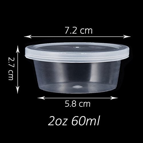 Augshy Small Slime Containers With Lids, 50 Pack Hawaiian Shaved Ice Mold Jello Shot Cups Condiment Containers Plastic Portion Cups with Lids for Salad Dressing Food Storage Containers (2 oz) - Image 2