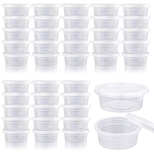 Augshy Small Slime Containers With Lids, 50 Pack Hawaiian Shaved Ice Mold Jello Shot Cups Condiment Containers Plastic Portion Cups with Lids for Salad Dressing Food Storage Containers (2 oz) - Image 1