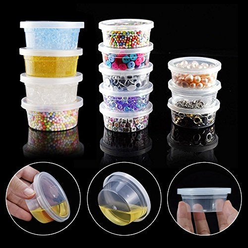 Augshy Small Slime Containers With Lids, 50 Pack Hawaiian Shaved Ice Mold Jello Shot Cups Condiment Containers Plastic Portion Cups with Lids for Salad Dressing Food Storage Containers (2 oz) - Image 3