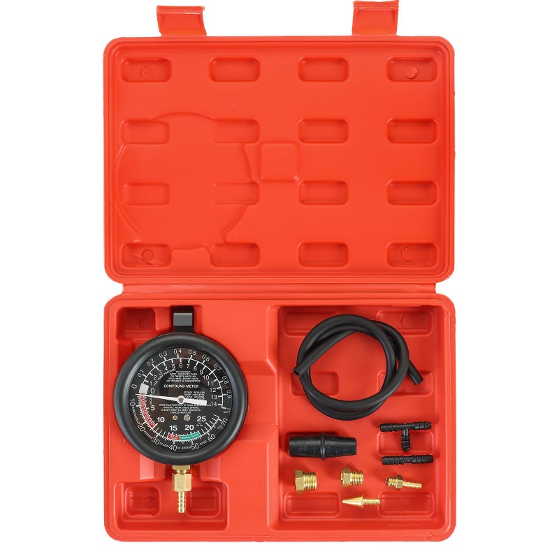 Acymner Vacuum and Fuel Pump Tester Gauge Kit Gauge Leak Carburetor Pressure Diagnostics Tool Kit Red - Image 3