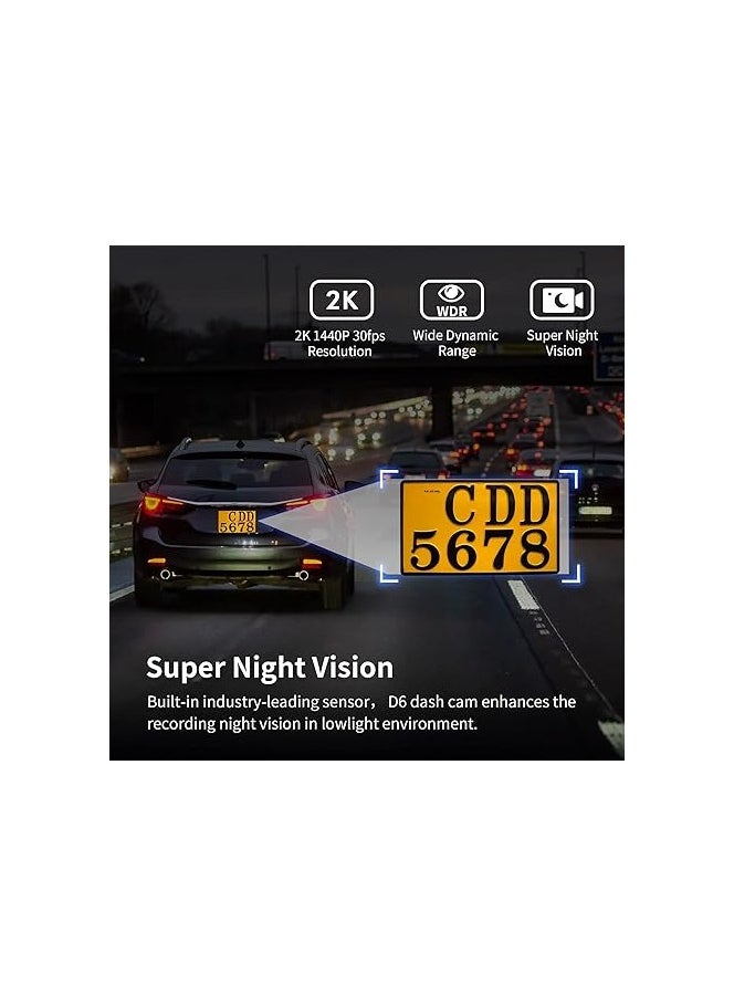 KAWA - KAWA Car DVR D6 Dash Cam for Car 1440P Video Recorder EN RU FR JP Voice Control 24H Parking Mode WiFi App Control Night Vision - Image 1