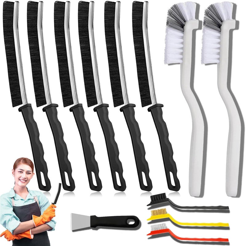 LLQ Crevice Cleaning Brush - Grout Scrub Brush, House Cleaning Supplies, Gap Cleaning Tools, Home Essentials, Gifts for Women Men, Hard Bristle Crevice Cleaner Brush for Household Use, Bathroom 12PCS - Image 1