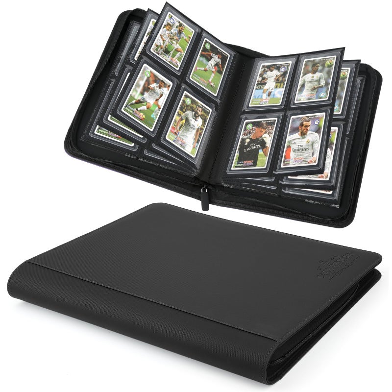 CARDBINDER Toploader Binder,Toploader Hard Cases, 4-Pocket Pages Sleeves Hold up 128 Cards.Toploader Card Binder with Sleeves for â€œ3Ã—4â€ rigidï¼ŒCard Holder(black) - Image 1