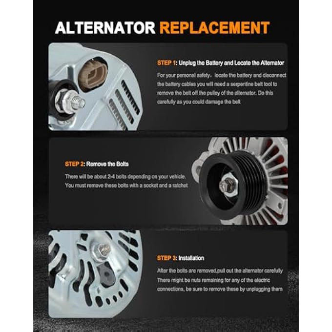 ASAPE 11191 High Output Replacement New Alternator Fit for 2007 for Kia Sorento 3.8L 2006-2009 for Kia Sedona 3.8L 2008-2009 for Kia Sorento 3.3L 2006 for Hyundai Azera 3.8L - Image 5