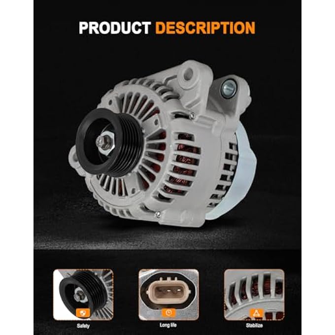 ASAPE 11191 High Output Replacement New Alternator Fit for 2007 for Kia Sorento 3.8L 2006-2009 for Kia Sedona 3.8L 2008-2009 for Kia Sorento 3.3L 2006 for Hyundai Azera 3.8L - Image 4