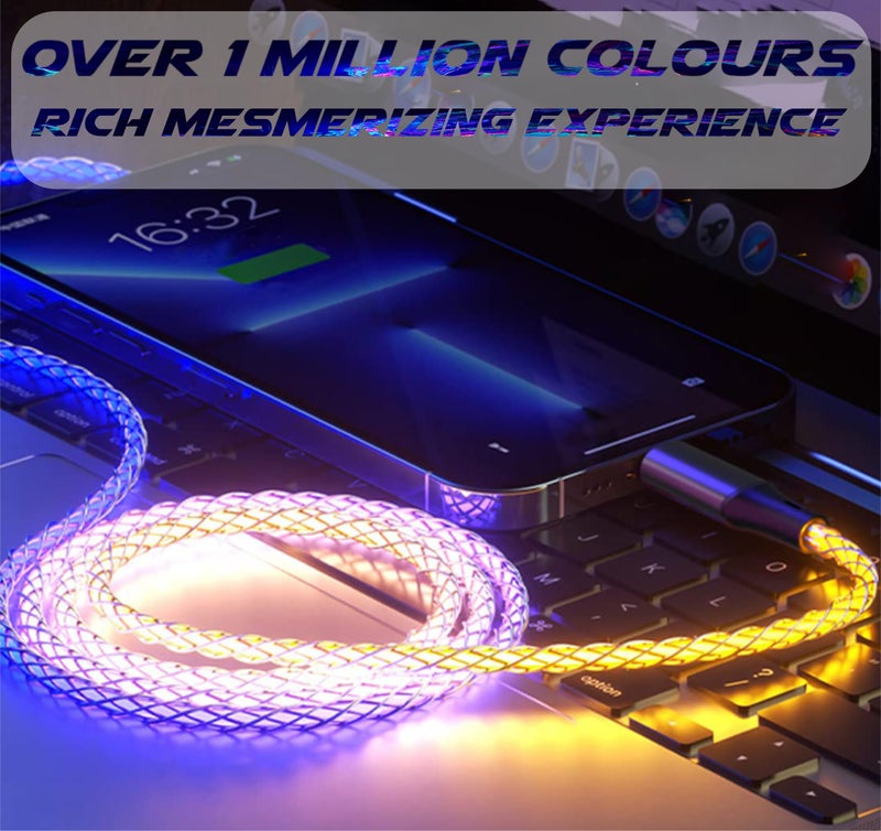 KRZNA USB Type C to C Cable, 1Meter LED RGB Gradual glow Light USB Charger Cord 100W Fast Charging USB C Cable for iPhone 15, Samsung Galaxy, Note, LG and Android Phones [ Model: USB C to C ] - Image 4
