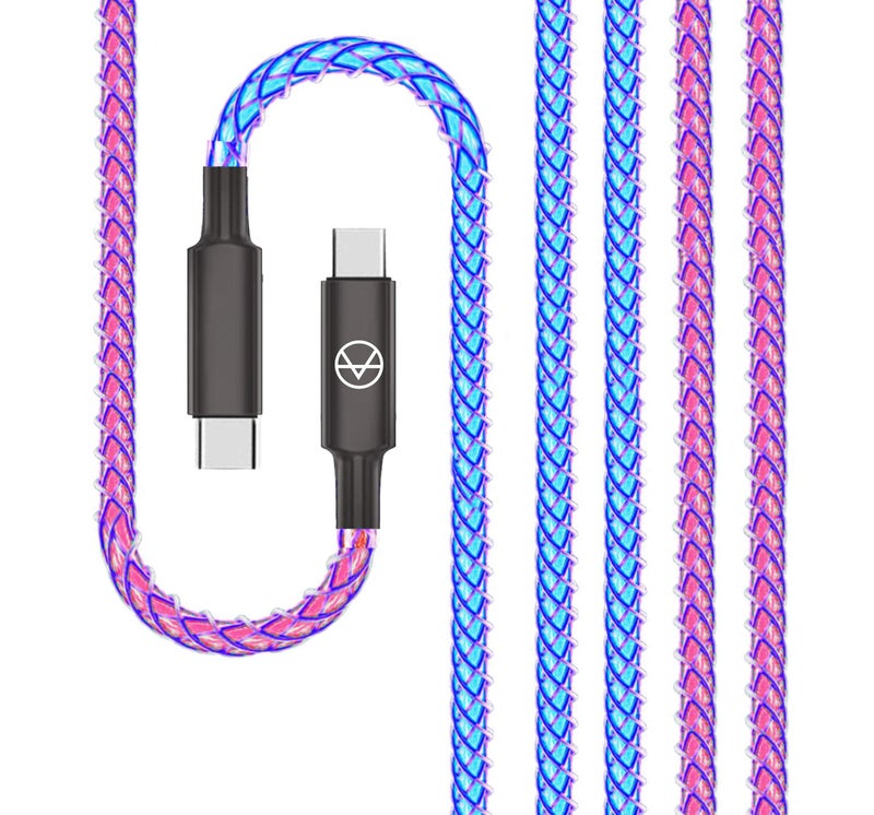 KRZNA USB Type C to C Cable, 1Meter LED RGB Gradual glow Light USB Charger Cord 100W Fast Charging USB C Cable for iPhone 15, Samsung Galaxy, Note, LG and Android Phones [ Model: USB C to C ] - Image 1
