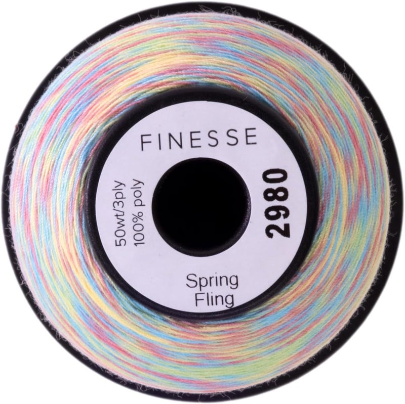 FINESSE Variegated Thread | 100% Polyester, 3ply, 50wt | 1100yds Stackable Thread Cones for Quilting and Sewing… (Spring Fling) - Image 2