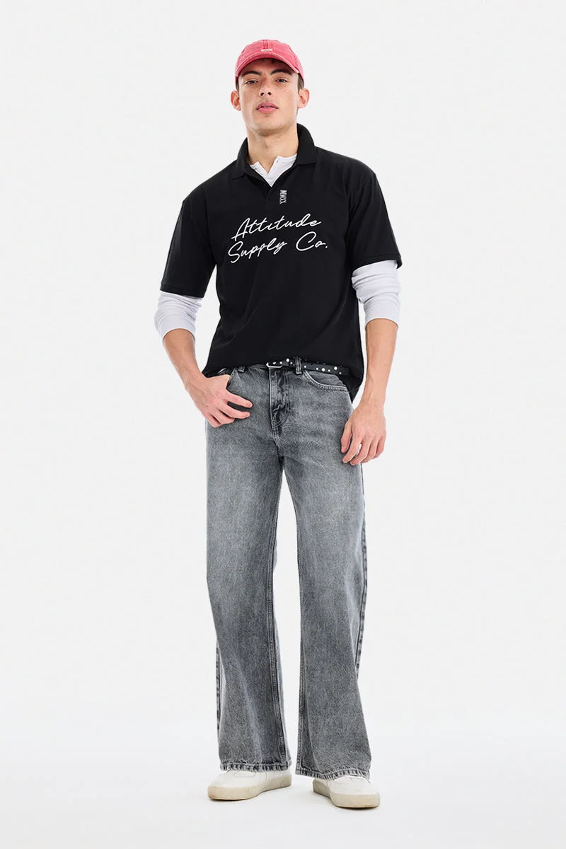 سنيتش Grey Solid Flared Fit Streetwear Jeans