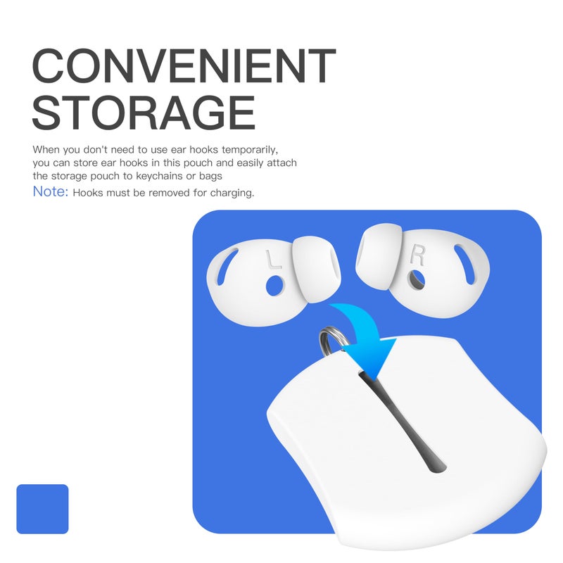 DamonLight 2 Pairs Ear Tips for AirPods 4 Grip Silicone Earbuds Cover [Added Storage Pouch][US Patent Registered] Compatible with Apple AirPods 4th Generation (White) - Image 4