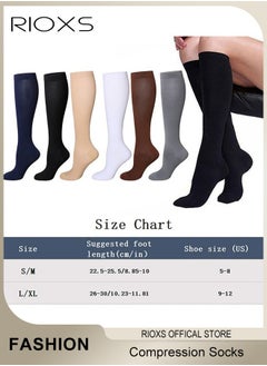 RIOXS 4 Pairs High Compression Socks, Solid Knee High Trouser Socks For Men And Women, Tall Boot Socks Support Circulation Recovery Athletic, Long Socks Fit Running Splints Flight Travel, Comfy Tights Socks  - Image 3