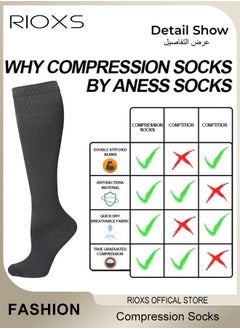 RIOXS 4 Pairs High Compression Socks, Solid Knee High Trouser Socks For Men And Women, Tall Boot Socks Support Circulation Recovery Athletic, Long Socks Fit Running Splints Flight Travel, Comfy Tights Socks  - Image 4