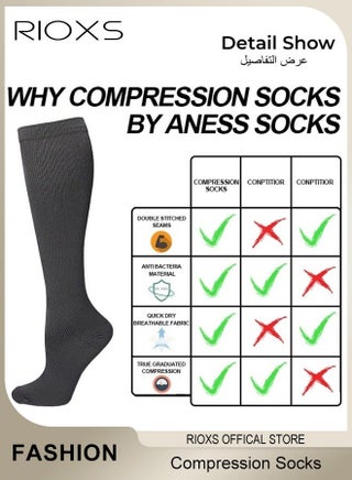4 Pairs High Compression Socks, Solid Knee High Trouser Socks For Men And Women, Tall Boot Socks Support Circulation Recovery Athletic, Long Socks Fit Running Splints Flight Travel, Comfy Tights Socks - view 3