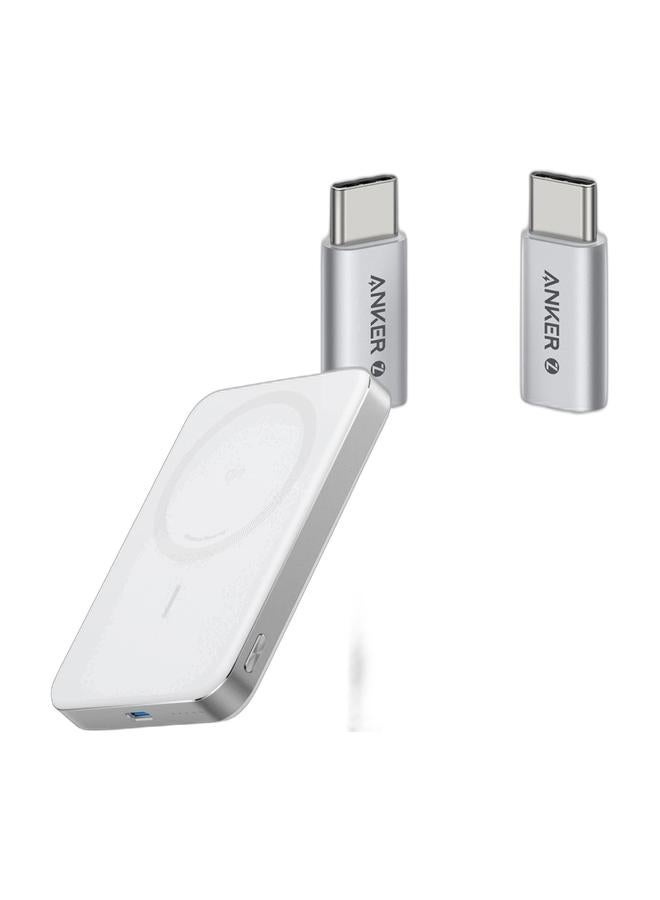 Anker MagGo Power Bank, Ultra Slim 10000mAh Magnetic Battery Pack, Qi2 Certified, Portable, 15W Ultra Fast MagSafe Compatible Charger, Ergonomic Design, Only for iPhone 17/16/15/14/13 & Zolo USB C to USB C Cable, Braided and Dirt-Free Type C Fast Charging Cable, Slim Connector, for iPhone 17/16 Series, MacBook (240W) (White, 3.3ft) Bundle - Image 1