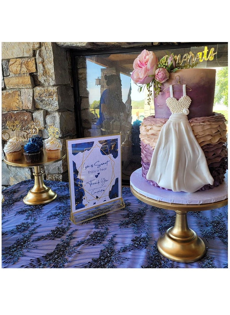 SYOSI - 6 Pieces Clear Acrylic Table Card Holder, Double Sided Frame with Gold Border and Removable Vertical Stand for Photo Display, Wedding Table Number, Restaurant Sign, Menu Holder (5 x 7 inches) - Image 1