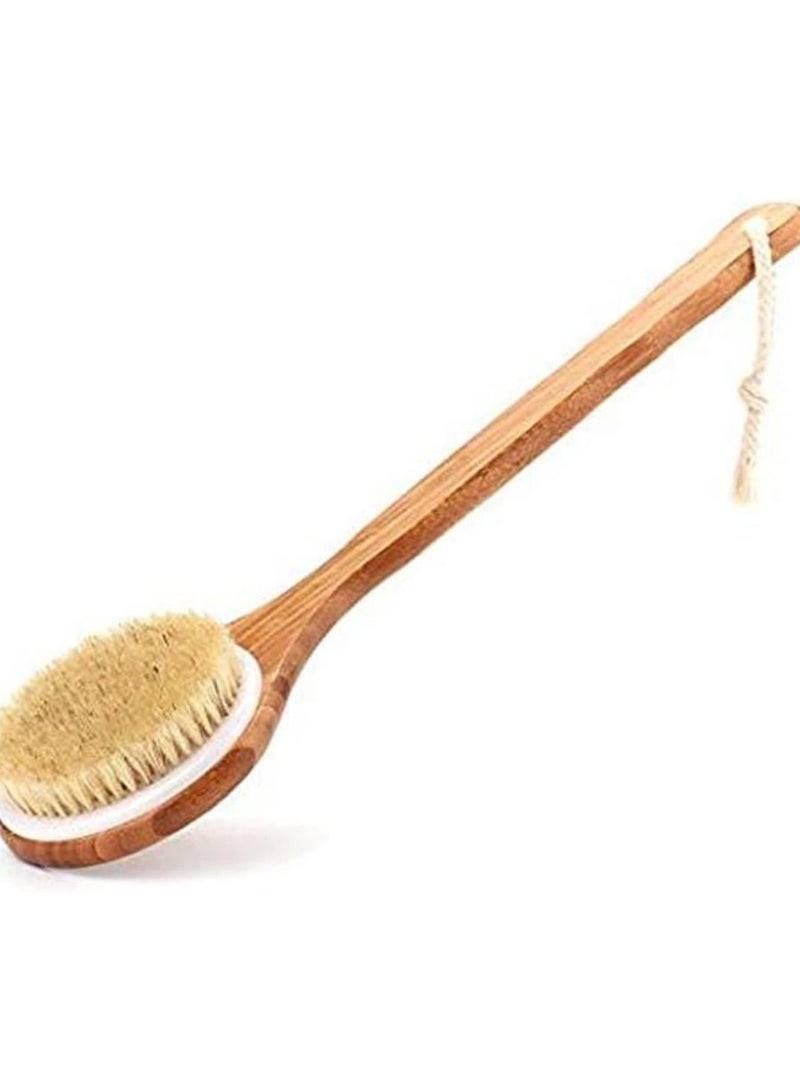 ORiTi ORiTi Bath Body Brush Long Handle Bath Back Spa Clean Bath Brush Natural Bristle Shower Brushes Improves Blood Circulation, Exfoliates, Skin Health Wet Or Dry Back Scrubber, Brown - Image 1