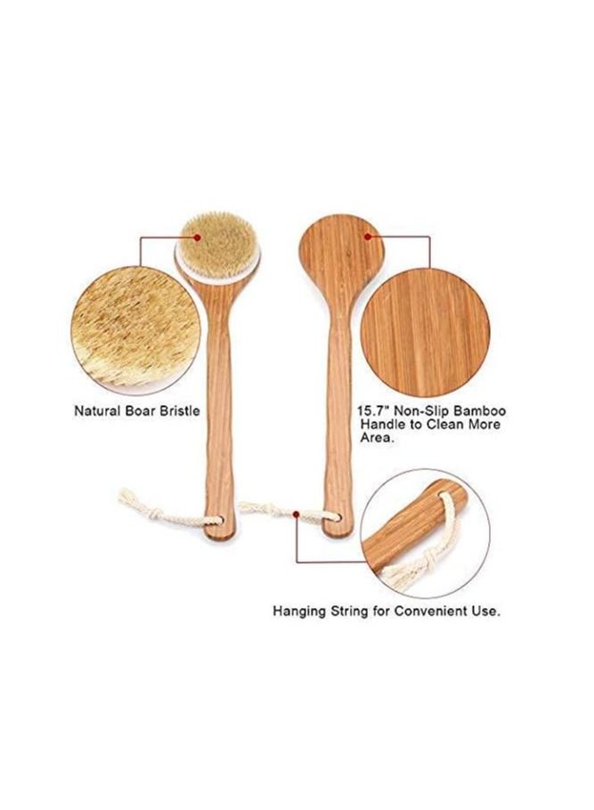 ORiTi ORiTi Bath Body Brush Long Handle Bath Back Spa Clean Bath Brush Natural Bristle Shower Brushes Improves Blood Circulation, Exfoliates, Skin Health Wet Or Dry Back Scrubber, Brown - Image 3