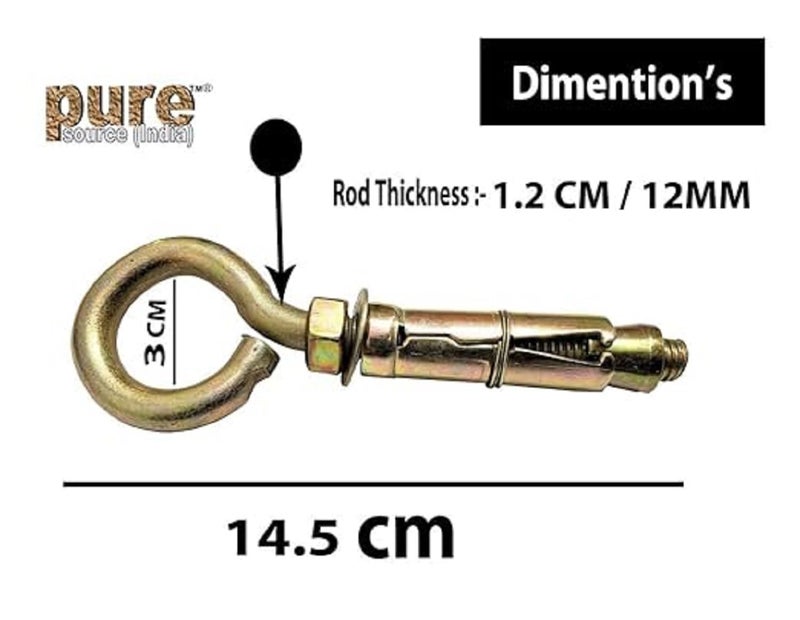 Pure Source India Swing Anchor Fasteners Hook for Hanging Swing 12 mm 2 Piece - Image 4