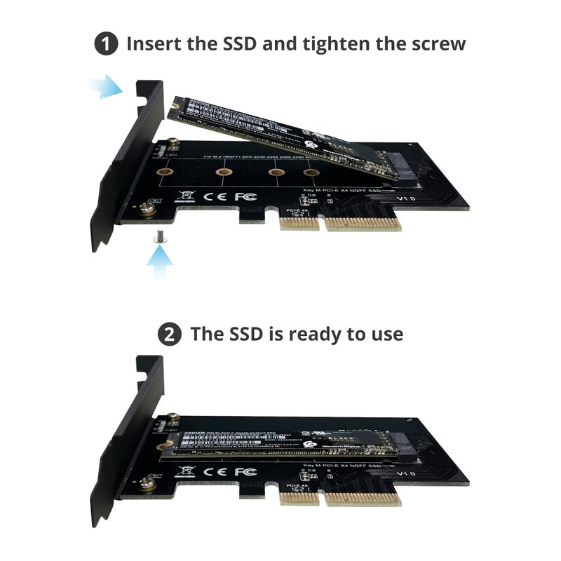 SIIG M.2 NGFF SSD (M Key) to PCIe 3.0 x4 Card Adapter For 2230, 2242,2260, 2280 M.2 PCIe Host Controller Expansion Card SSDs NVMe or AHCI (SC-M20014-S1) - Image 5
