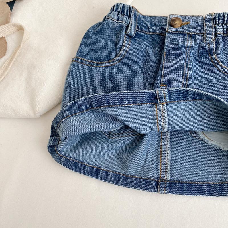 New Girls' Denim Short Skirt Korean Style Baby Girls' One Step Half Skirt Children'S Half-Length Denim All-Match - Image 4