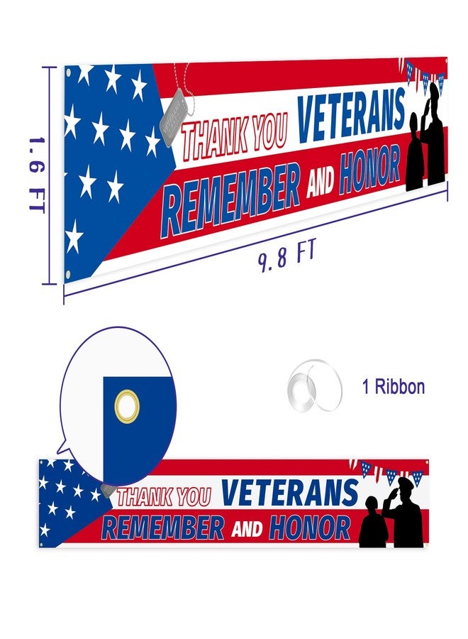 Uflashmi Thank You Veterans Banner, Veterans Day Banner Yard Sign for Garden Lawn Decor, 9.8X1.6 Ft, Outdoor&Indoor - Image 2