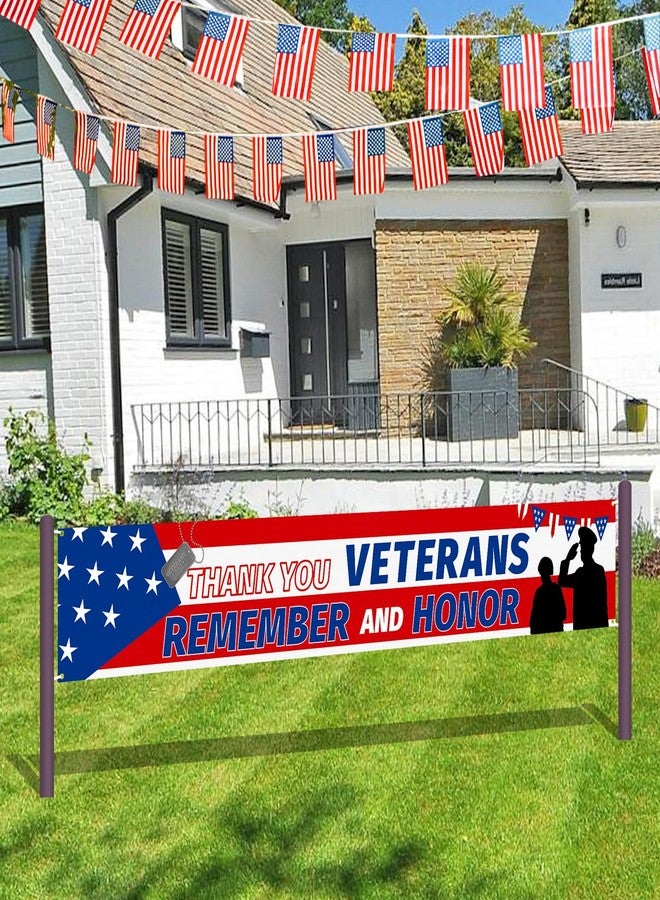 Uflashmi Thank You Veterans Banner, Veterans Day Banner Yard Sign for Garden Lawn Decor, 9.8X1.6 Ft, Outdoor&Indoor - Image 3