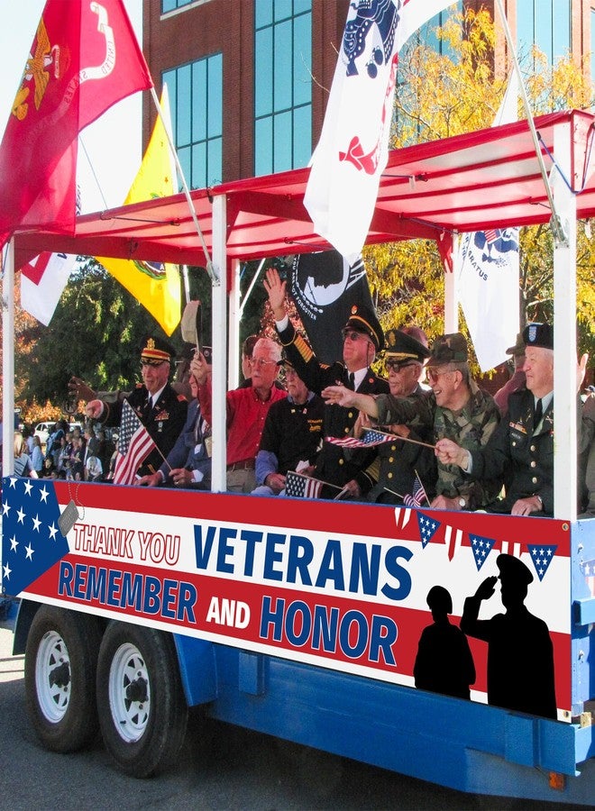 Uflashmi Thank You Veterans Banner, Veterans Day Banner Yard Sign for Garden Lawn Decor, 9.8X1.6 Ft, Outdoor&Indoor - Image 4